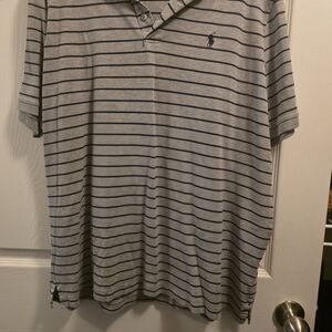Ralph Lauren Men's Polo in Gray and Black Stripes